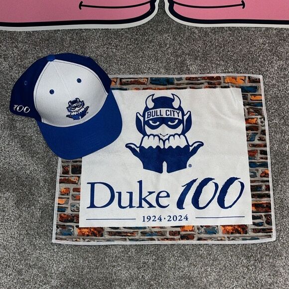 Duke University Football Blue Devils 100 year Hat Cap-Bull City Brick Towel - Picture 1 of 7